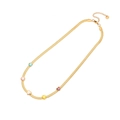 Collier chaîne serpent en acier doré orné de cinq pierres précieuses colorées en cœur - Style 5 Gemmes en Forme de Coeur