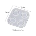 Transparente Silikonform für vier runde Ringe, Größe 7,4x7,4cm und 0,7cm Dicke - 4-Loch Flache Ringform