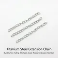 Detailed macro view of three high-quality titanium steel extension chains in bright silver - 5cm Extension Chain (Silver/No Tag)