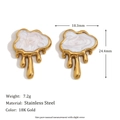 Detailed size specifications for 18K gold-plated stainless steel cloud tassel earrings - Cloud Shell Stud Earrings - Gold
