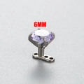 6mm purple zircon dermal anchor piercing with G23 titanium base jewelry set - Purple