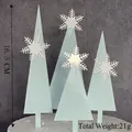 Light blue acrylic Christmas tree cake topper set with delicate white snowflakes - Snowflake Christmas Tree Light Blue White