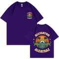 Double-sided purple cotton t-shirt with Alligator Alcatraz graphics and crew neck - Purple