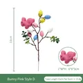 Easter decorative branch with pink flocked bunny rabbit and colorful speckled foam eggs - Pink Bunny Pick Style D A09501