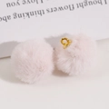 Light pink plush pompom pendant with gold metal ring for DIY jewelry making accessories - Light Pink