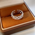 Macro view of adjustable silver ring with intricate cut-out design and pavé cubic zirconia - Adjustable Open / Silver