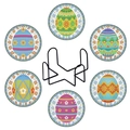 DIY diamond painting coaster set with Easter egg patterns and black metal storage holder - Easter Egg Style (BD606)