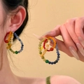Rainbow beaded hoop earrings for women featuring vibrant colorful beads in a summer style - Colorful