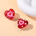 Macro di perla in vetro a cuore rosso con puntini bianchi per creazione gioielli - Stile Cuore Rosa Trasparente