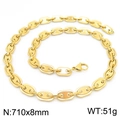 Collana a maglia marina dorata in acciaio inossidabile da 710mm con maglie lucide - Stile B Collana Naso di Maiale (Larghezza 8mm) / 71cm / Oro