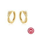 Luxe S925 sterling zilveren gedraaide gouden oorringen met fonkelende zirkoonstenen - Verstrengelde Twist Stijl (Goud #6)