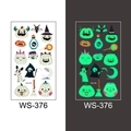 Luminous Halloween cartoon tattoo sticker WS-376 with pumpkin and ghost motifs - Frankenstein and Reaper Style (WS-376)