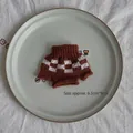 Mini brown and white checkered knitted sweater ornament, size 6.5cm x 9cm, for DIY decor - Brown Plaid Sweater