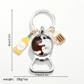 Detail view of Tai Chi cat keychain with beer charms, size 8cm and weight 28g - Cat Taiji (Style 4)
