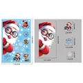 Christmas window decals size chart featuring Santa Claus and penguin static stickers - Single Sheet BQ484 Peeking Santa