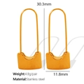 Golden stainless steel lock earrings in street style with safety pin design - Gold