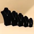 5-piece set of black velvet necklace busts for jewelry display in varying heights - 11.5*6.5*20cm Height / Black Velvet