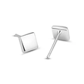 Boucles d'oreilles carrées en argent avec finition miroir polie pour femmes - Argent 925 / Or Blanc