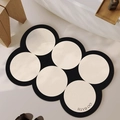 Irregular diatom mud bath mat with beige circles and black edging, non-slip design - Diatom Mud - Star Circle - Beige Black