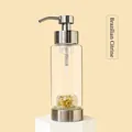 Glass soap dispenser with Brazilian Citrine crystals and silver stainless steel pump - Citrine
