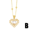 Gold heart pendant necklace with white zircon and pearl border on a delicate chain - Zirconia Pearl Edge Heart Style