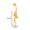 Gold stainless steel belly ring with zircon bow and pear-shaped drop, size 2.41x0.8cm - Bowknot Waterdrop Pendant (0168-10#) / Gold