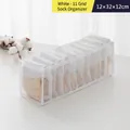 White 11-compartment thickened mesh organizer for socks and underwear, 12x32x12cm size - Thickened White 11-Grid Socks Box