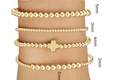 Stackable gold beaded bracelet set with 3mm to 5mm hematite beads and cross charm detail - Set 05 Gold (Cross Charm)