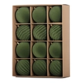 Set di palline di Natale in velluto verde oliva scuro con texture a spirale e opache - 6cm / Verde Militare