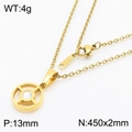 Collar de acero dorado con colgante geométrico calado y cristal blanco - Oro con cadena (KP52730-K)