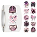 Gothic aesthetic cartoon roll stickers with pink skulls and crystals for decoration - Jjt053 Pink Gothic (10 Images 500 Images/roll)