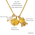 Boheemse gouden rvs ketting met parel-, octopus- en spiraalhangers inclusief details - Octopus Parel Werveling Stijl (1967)