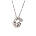 Silver balloon letter G pendant necklace with polished finish on white background - Steel-Letter G