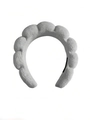 Puffy grey braided sponge headband for face washing with soft cloud design and non-slip fit - Light Gray