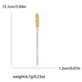 Orecchino con nappa a spiga di grano dorata e diamanti, vista con misure di 15,1 cm - Giallo