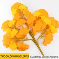 Artificial two-tone yellow ginkgo leaves branch 63cm high with 25 leaves for decor - Two-tone Ginkgo Leaf