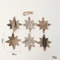 Set di 6 decorazioni a stella in corteccia di betulla naturale con corda di canapa - Pendaglio in Legno Stella a 8 Punte (Set di 6)