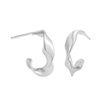Orecchini minimalisti in argento sterling S925 con design ondulato e irregolare - Argento 925 / Oro Bianco