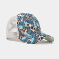 Sky blue sunflower criss-cross ponytail trucker hat with breathable white mesh - Sky Blue Sunflower Cross (13#)