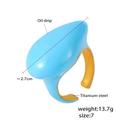 Blauer Emaille-Ring in Tropfenform aus 18K vergoldetem Titanstahl, Größe 7, 2,7 cm - Größe 7 Verstellbar / Gold Blau Emaille