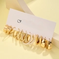 5924901HB-Gold Set-Geometric Hoop Pearl Accents