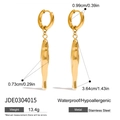 Waterdichte gouden roestvrijstalen visoorbellen met afmetingen en specificaties - Grote Vis Hangende Oorbellen (JDE0304015)