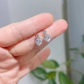 Pendientes de corazón en plata S925 con brillantes piedras de circonita cúbica - Blanco
