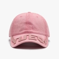 Casquette de baseball rose délavée avec patch lettres YUEQI et effet usé - Rose