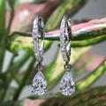 Eleganti orecchini a goccia in argento con zircone a pera e design a cerchio huggie - Forma a Goccia d'acqua/Zircone Bianco