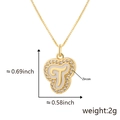 Collana dorata con ciondolo lettera T, bordo in zirconi e smalto bianco - T Oro Ciondolo Solo (Senza Catena)
