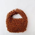 Brown plush marshmallow handbag in fuzzy microfiber material with an integrated handle - Brown