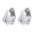 Minimalist silver geometric earrings for women in polished stainless steel on white back - Hexagon Geometric (MS-817) / Style 2 Steel Color