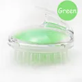 Scalp massager brush with green ergonomic handle and soft silicone bristles for hair washing - Green