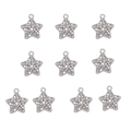 10er-Set silberne Pentagramm-Sternanhänger mit glitzernden Zirkonia und Ring - 2#-Silberner Stern / 10er Pack